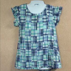 Vineyard Vines Blue and Green Plaid Blouse